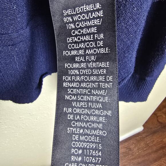 Alice + Olivia Izzy Cascade Open Front Cardigan Dyed Silver Fox Fur Collar, XS - Picture 11 of 11